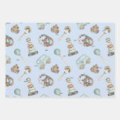 WP青 | 名前、男の子おもちゃヴィンテージ ラッピングペーパーシート (正面2)