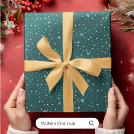 WP05スノーフレーククリスマスグリーンモダンエレガント ラッピングペーパー