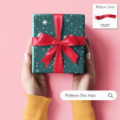 WP05スノーフレーククリスマスグリーンモダンエレガント ラッピングペーパー