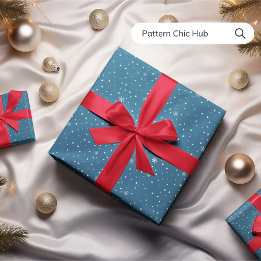 WP08スノーフレーククリスマスブルーモダンエレガント ラッピングペーパー