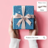 WP08スノーフレーククリスマスブルーモダンエレガント ラッピングペーパー