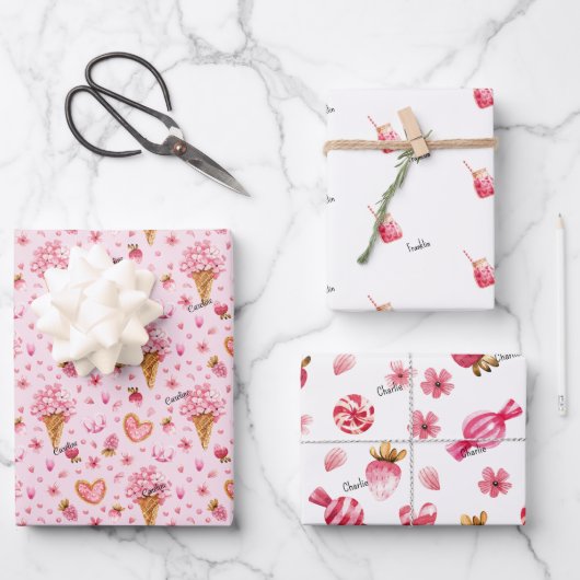 WP | 名前3ラッピング紙シートバレンタイン ラッピングペーパーシート (正面)