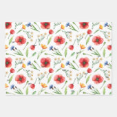 WP | 名前3 カラフル 19x29水彩ワイルドフラワー ラッピングペーパーシート (正面)