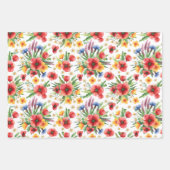 WP | 名前, 3 カラフル 19x29フローラ ラッピングペーパーシート (正面)