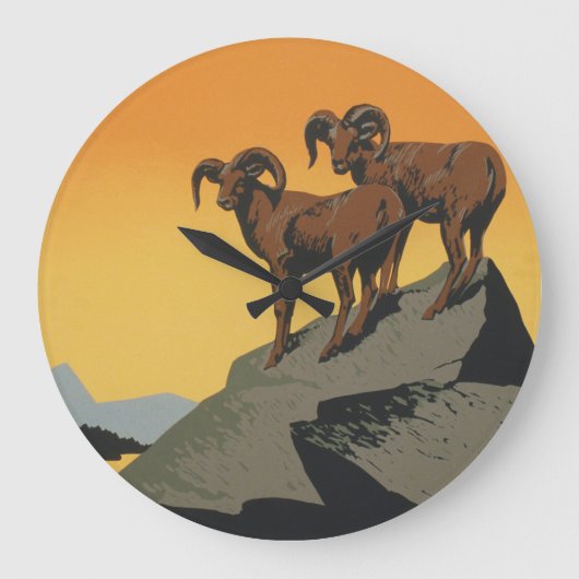 WPAのヴィンテージの国立公園の野性生物旅行 ラージ壁時計 (正面)