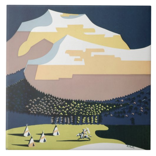 WPAのヴィンテージ旅行ポスターモンタナはアメリカを見ます タイル (正面)