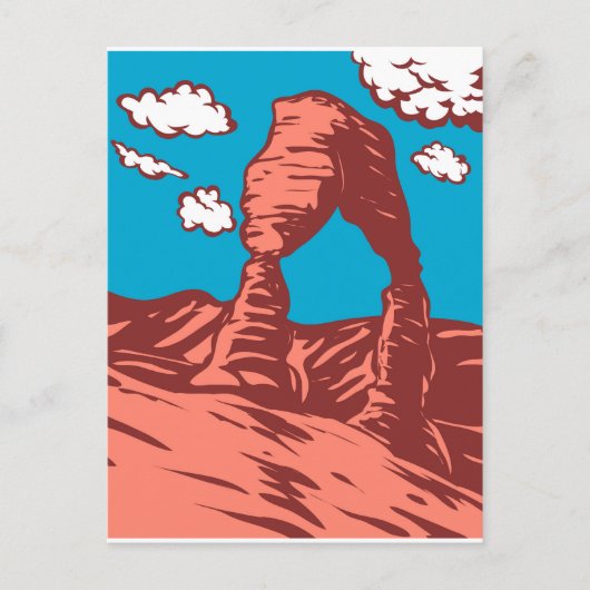 WPA Art繊細なアーチinアーチズ国立公園 シーズンポストカード (正面)