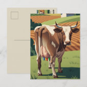 WPA‑Style Funny Cow Postcard ポストカード (正面/裏面)