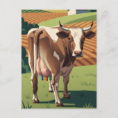 WPA‑Style Funny Cow Postcard ポストカード (正面)