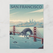 WPA‑Style San Francisco Cryptid ポストカード (正面)