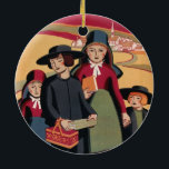 WPA Vintage Travel Poster Rural Pennsylvania セラミックオーナメント<br><div class="desc">WPA旅行のポスターの複製で、Amishの家族とペンシルバニアの農村部の小さな町を描く。</div>