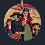 WPA Vintage Travel Poster Rural Pennsylvania セラミックオーナメント<br><div class="desc">WPA旅行のポスターの複製で、Amishの家族とペンシルバニアの農村部の小さな町を描く。</div>