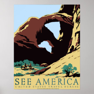 WPA Vintage Travel Poster, See America Arches ポスター