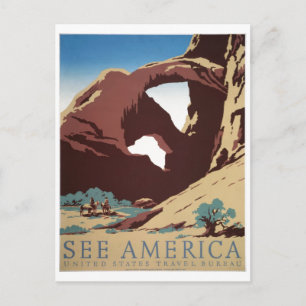 WPA Vintage Travel Poster, See America Arches ポストカード