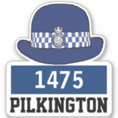 WPC警察キャップ名&番号ステッカー シール (正面)