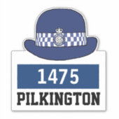 WPC警察キャップ名&番号ステッカー シール (正面)