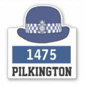 WPC警察キャップ名&番号ステッカー シール (正面)