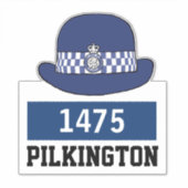 WPC警察キャップ名&番号ステッカー シール (正面)