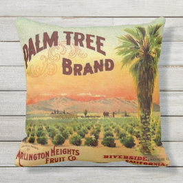 WQの枕LG: 木枠のラベルの芸術のヤシの木 アウトドアクッション