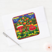 WQスタンプLG：スイカサクソフォンフルートカートゥーン スクエアシール (封筒)