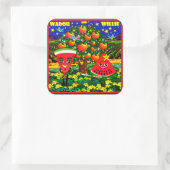 WQスタンプLG：スイカサクソフォンフルートカートゥーン スクエアシール (バッグ)