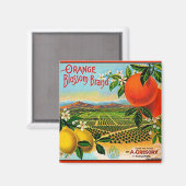 WQ MAGNET :オレンジ色のブロッサムクレートラベル マグネット (正面/裏面)