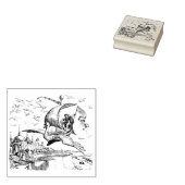 WQ RUBBER STAMP :魔法の白鳥飛んでいるボート ラバースタンプ (押印)