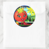 WQ STICKER #2 : Queen Sauy Tomato. ラウンドシール (バッグ)