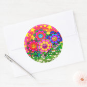 WQ TOYSステッカーLG : WQフラワーパワーバンド ラウンドシール (封筒)