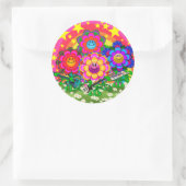 WQ TOYSステッカーLG : WQフラワーパワーバンド ラウンドシール (バッグ)