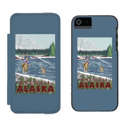Wrangell、アラスカ-はえの漁師 Incipio iPhoneウォレットケース (並び)