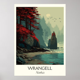 Wrangell Alaska Coastal Forest Rocks ポスター