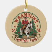 Wrangling Christmas Cheer Cowboy Santa Horse Ride セラミックオーナメント (正面)