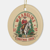 Wrangling Christmas Cheer Cowboy Santa Horse Ride セラミックオーナメント (左)