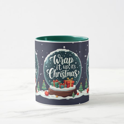 Wrap It Up It’s Christmas Snow Globe Design マグカップ (中央)