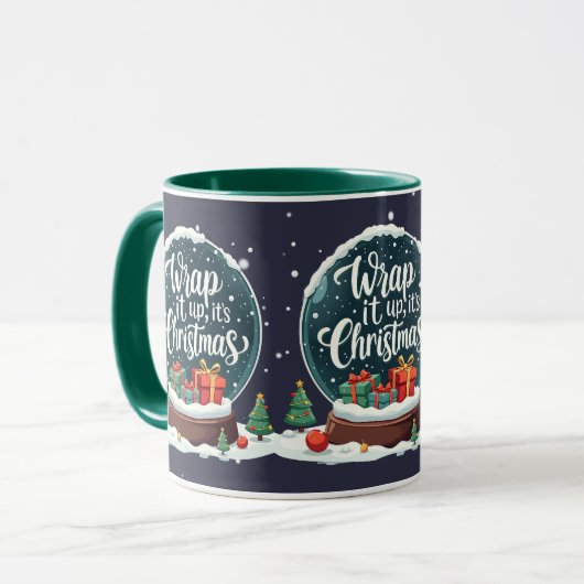 Wrap It Up It’s Christmas Snow Globe Design マグカップ (正面左)