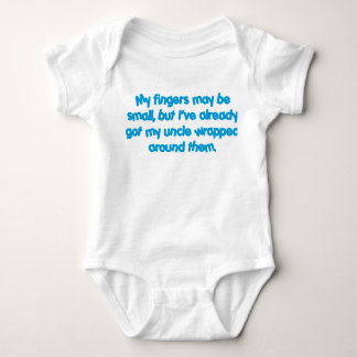 wrapped私の叔父さんの(青い) ベビーボディスーツ