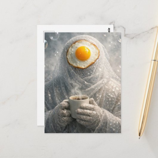 Wrapped in Bubble Surreal Breakfast Fried Egg  ポストカード (正面/裏面インサイチュ)