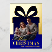 Wrapped in Love - Christmas Gift Family Blue Gold 箔シーズンカード (正面)