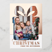 Wrapped in Love - Christmas Gift Photo Rose Gold 箔シーズンカード (正面)