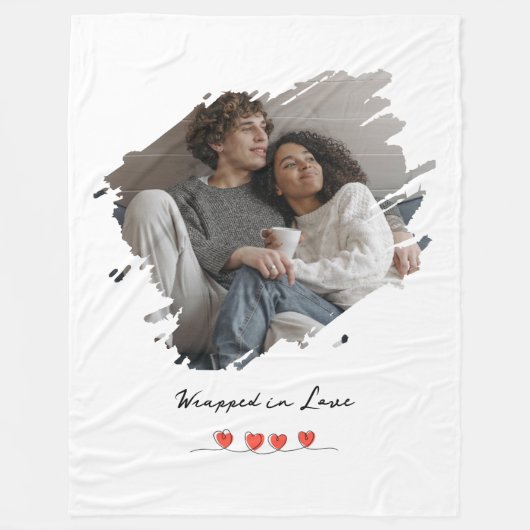Wrapped in Love Valentine's Day Photo Personalized フリースブランケット (正面)