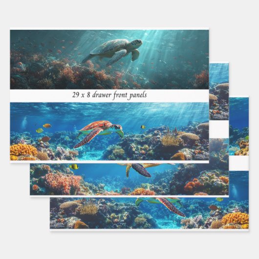 Wrapping Decoupage 3 Coastal Sea Turtles Paper  ラッピングペーパーシート (セット)