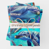 Wrapping Decoupage 3 Sea World Dolphin Drawer  ラッピングペーパーシート (インサイチュ)