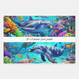 Wrapping Decoupage 3 Sea World Dolphin Drawer  ラッピングペーパーシート