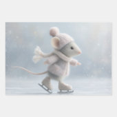 Wrapping Decoupage Paper Ice Skating Mice ラッピングペーパーシート (正面3)