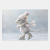 Wrapping Decoupage Paper Ice Skating Mice ラッピングペーパーシート (正面)
