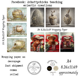 Wrapping Paper 9 A4 Designs Easter Bunny Highland  ラッピングペーパーシート