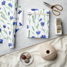 Wrapping Paper - Blue Flowers ラッピングペーパー