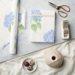 Wrapping Paper | Blue Hydrangea | Luxe Ivory Plaid ラッピングペーパー