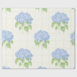 Wrapping Paper | Blue Hydrangea | Luxe Ivory Plaid ラッピングペーパー